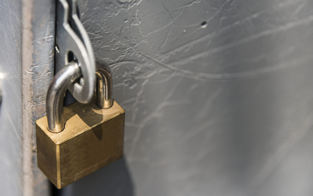 Closeup of a locked padlock